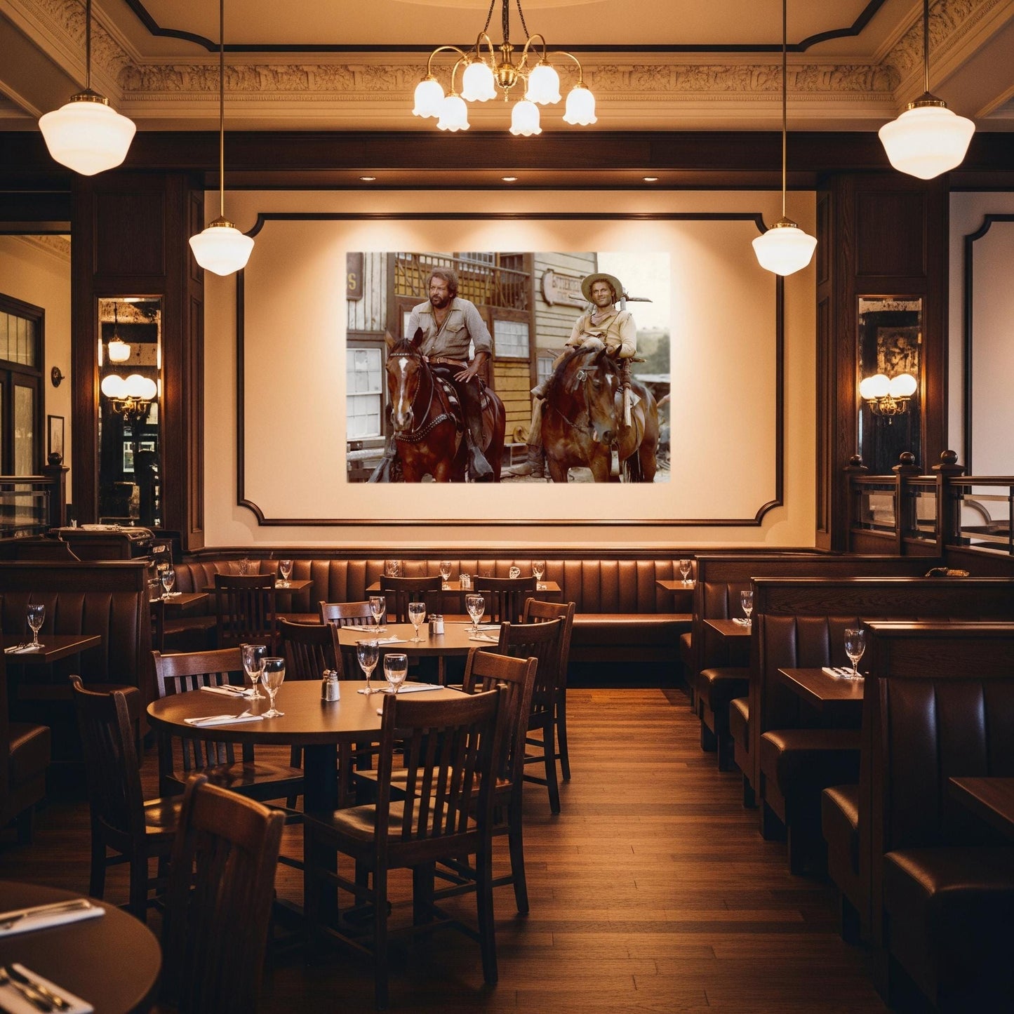 Quadro Personalizzato Bud Spencer e Terence Hill – Trinità a Cavallo Effetto Pittura | Arredo Vintage Casa e Ufficio, Classico/Moderno