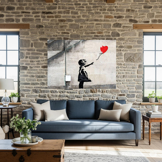 Quadro Banksy “Ragazza con palloncino” – Stampa su Tela Canvas | Street Art per Arredo Casa e Ufficio Moderno o Classico
