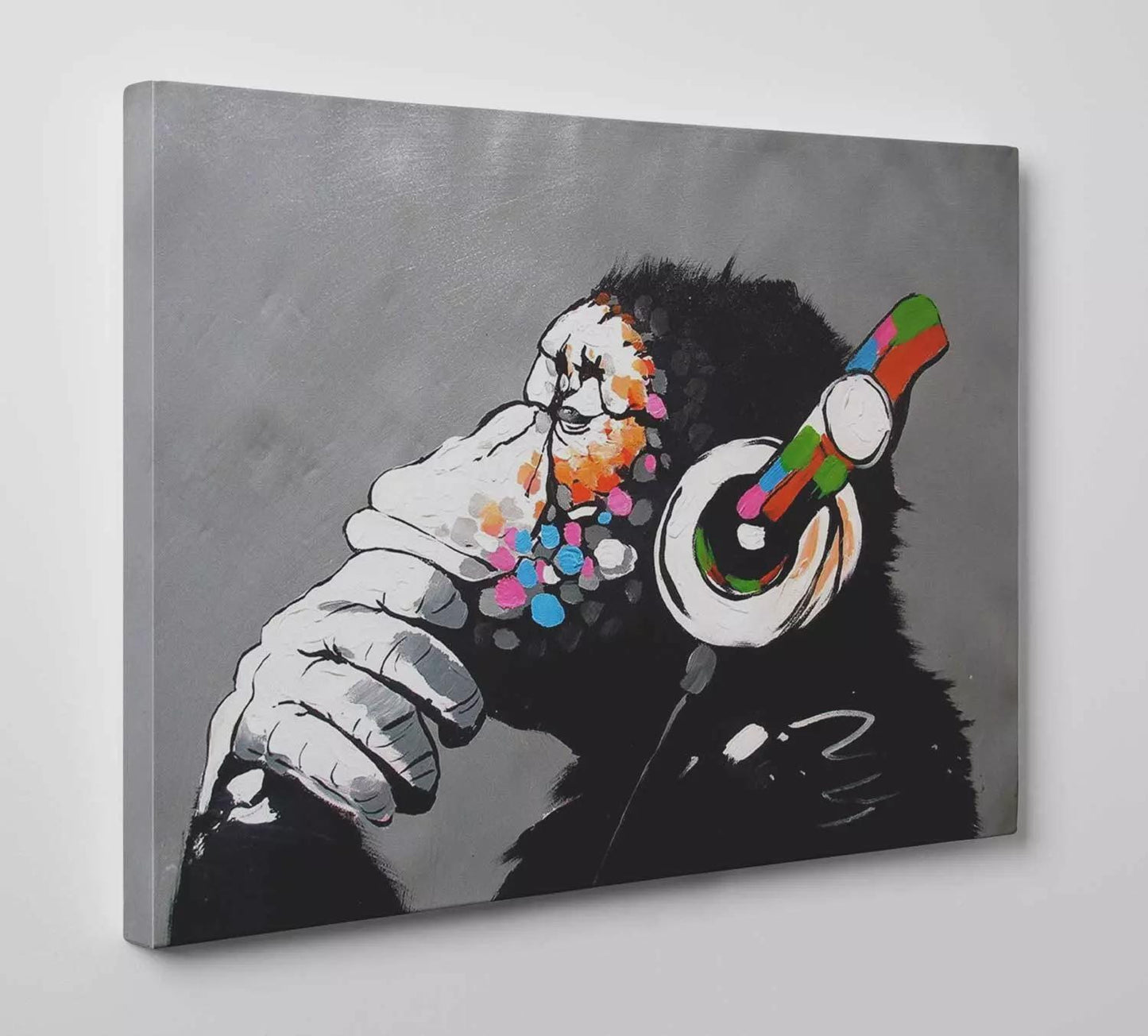 Quadro Banksy “Dj Monkey" – Stampa su Tela Canvas | Street Art per Arredo Casa e Ufficio Moderno o Classico
