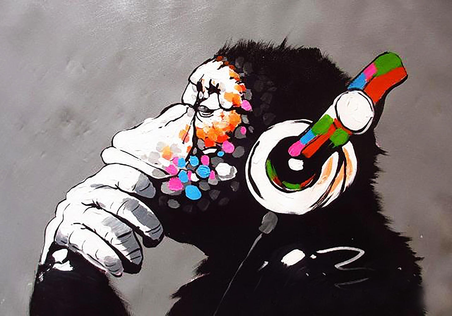 Quadro Banksy “Dj Monkey" – Stampa su Tela Canvas | Street Art per Arredo Casa e Ufficio Moderno o Classico