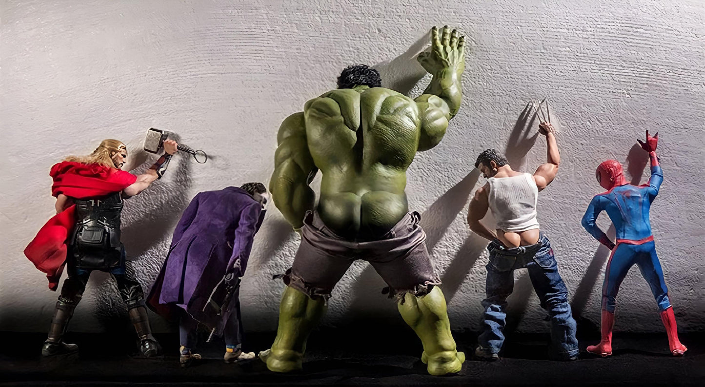 Quadro Personalizzabile Artistico su Tela – Supereroi Avengers Marvel che Fanno Pipì | Arredo Casa e Ufficio Vintage, Moderno