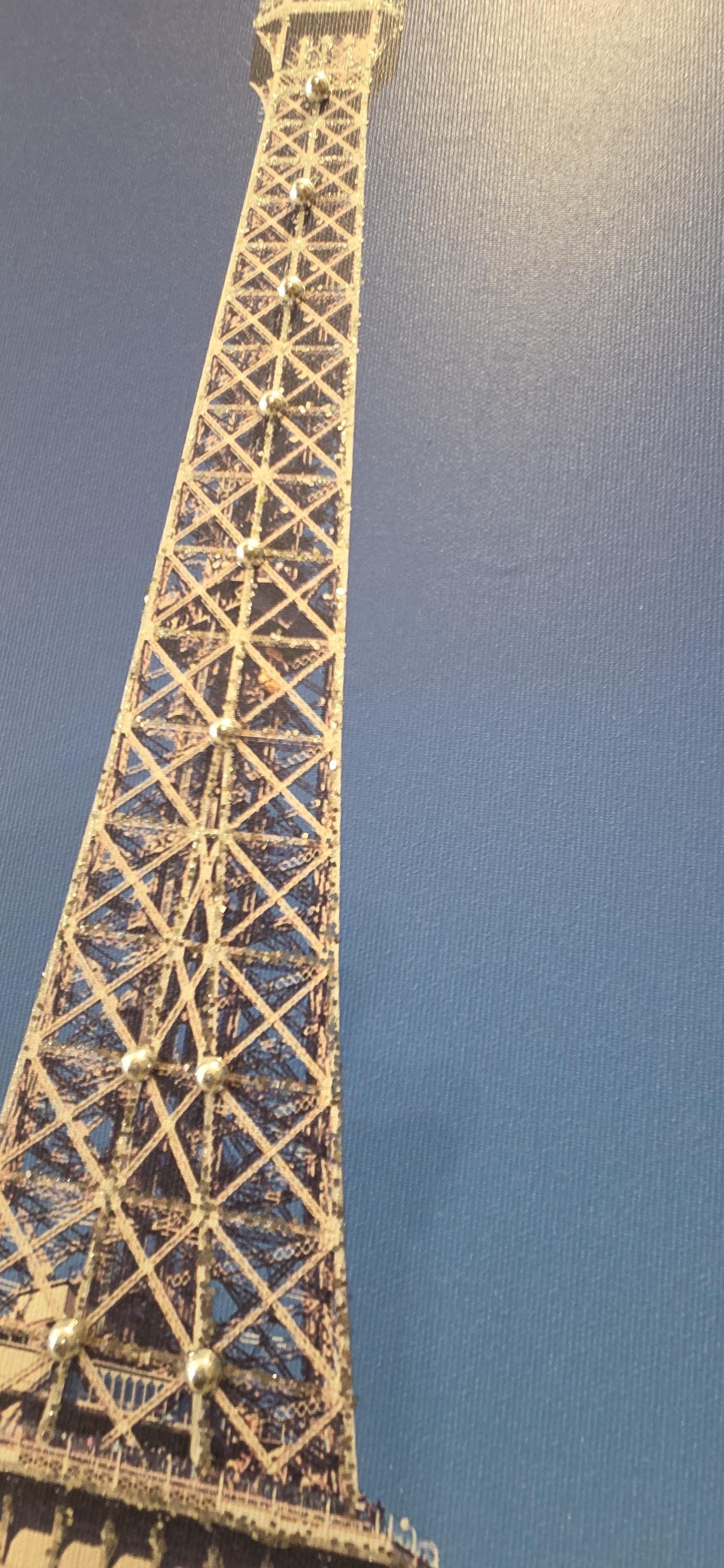 Stampa su Tela Personalizzata – Quadro Torre Eiffel Parigi con Cornice Swarovski e Glitter | Arredo Vintage, Classico o Moderno Casa/Ufficio