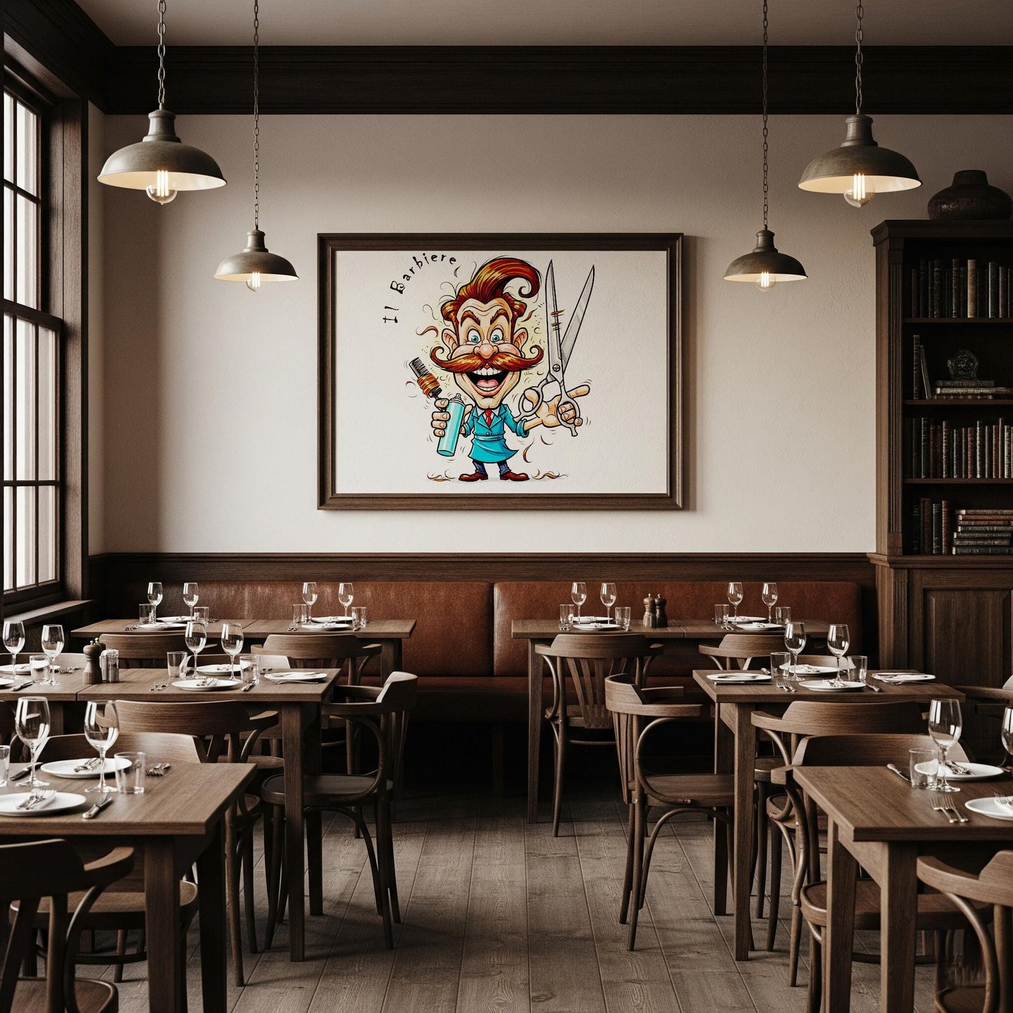 Quadro Caricatura Barbiere – Bozzetto Originale su Tela | Idea Regalo Personalizzabile per Casa e Ufficio, Classico, Moderno, Vintage