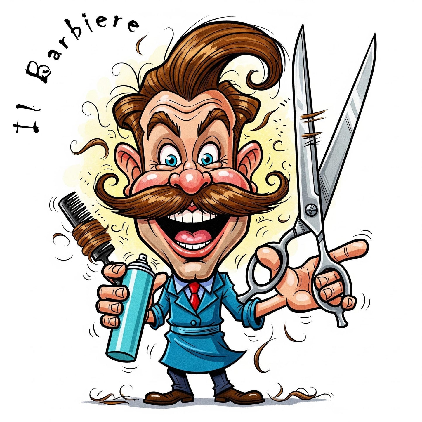 Quadro Caricatura Barbiere – Bozzetto Originale su Tela | Idea Regalo Personalizzabile per Casa e Ufficio, Classico, Moderno, Vintage