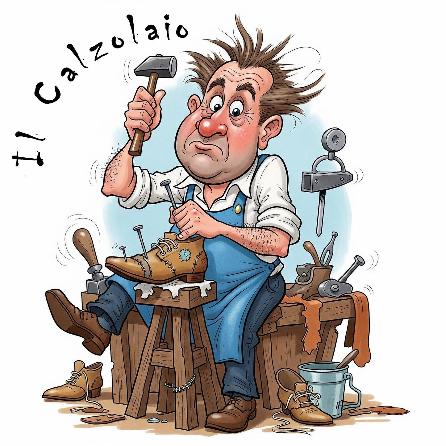 Quadro Caricatura Calzolaio – Bozzetto Originale su Tela | Idea Regalo Personalizzabile per Casa e Ufficio Classico, Moderno, Vintage