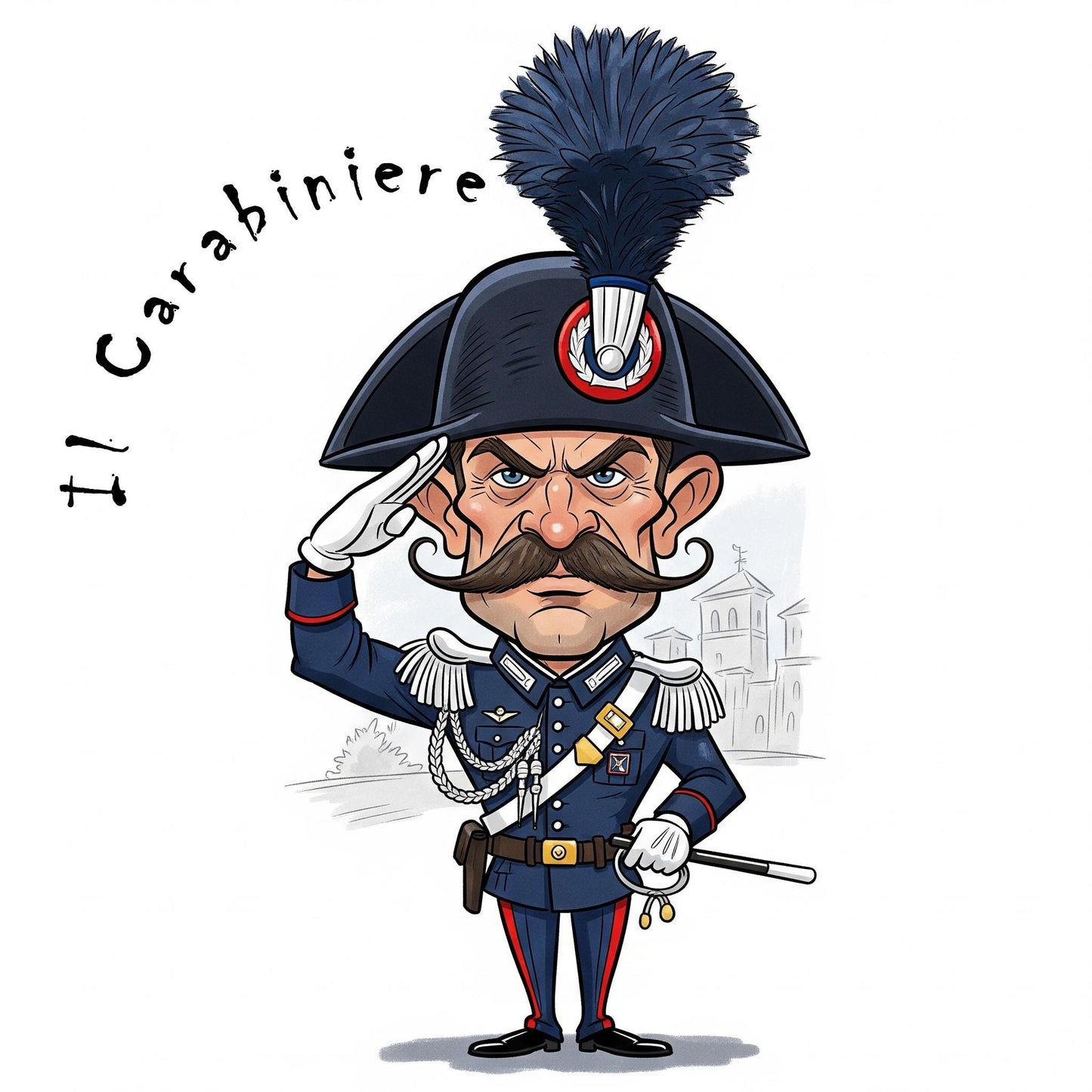 Quadro Caricatura Carabiniere – Bozzetto Originale su Tela | Idea Regalo Personalizzabile per Casa e Ufficio Classico, Moderno, Vintage