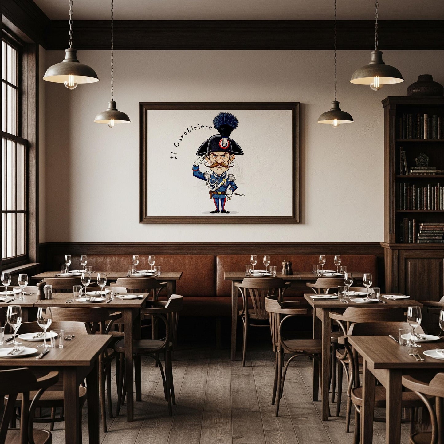 Quadro Caricatura Carabiniere – Bozzetto Originale su Tela | Idea Regalo Personalizzabile per Casa e Ufficio Classico, Moderno, Vintage