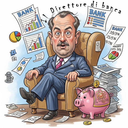 Quadro Caricatura Direttore Banca– Bozzetto Originale su Tela | Idea Regalo Personalizzabile per Casa e Ufficio Classico, Moderno, Vintage