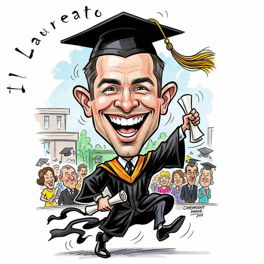 Quadro Caricatura Laureato– Bozzetto Originale su Tela | Idea Regalo Personalizzabile per Casa e Ufficio Classico, Moderno, Vintage