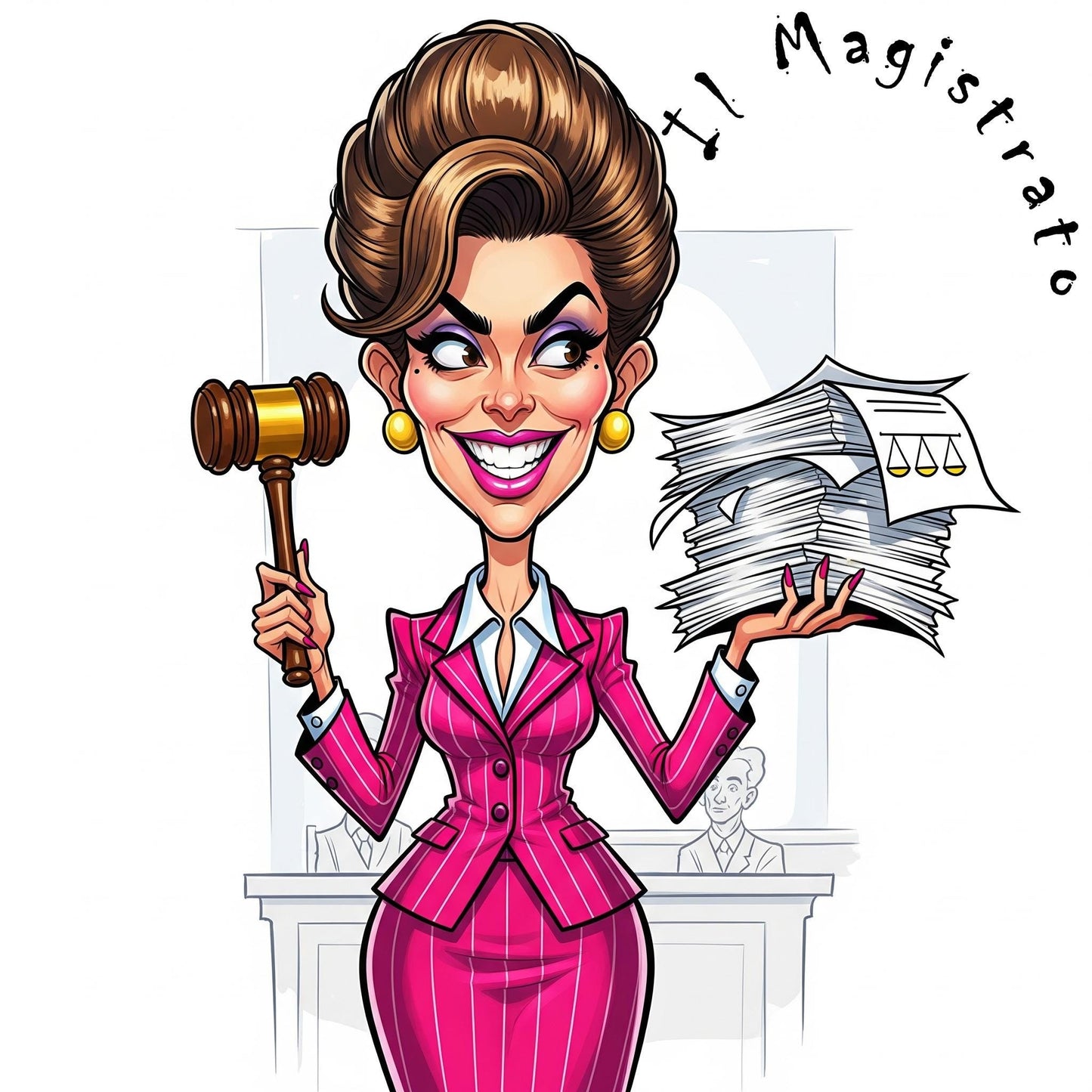 Quadro Caricatura Magistrato – Bozzetto Originale su Tela | Idea Regalo Professione e Lavoro Personalizzabile