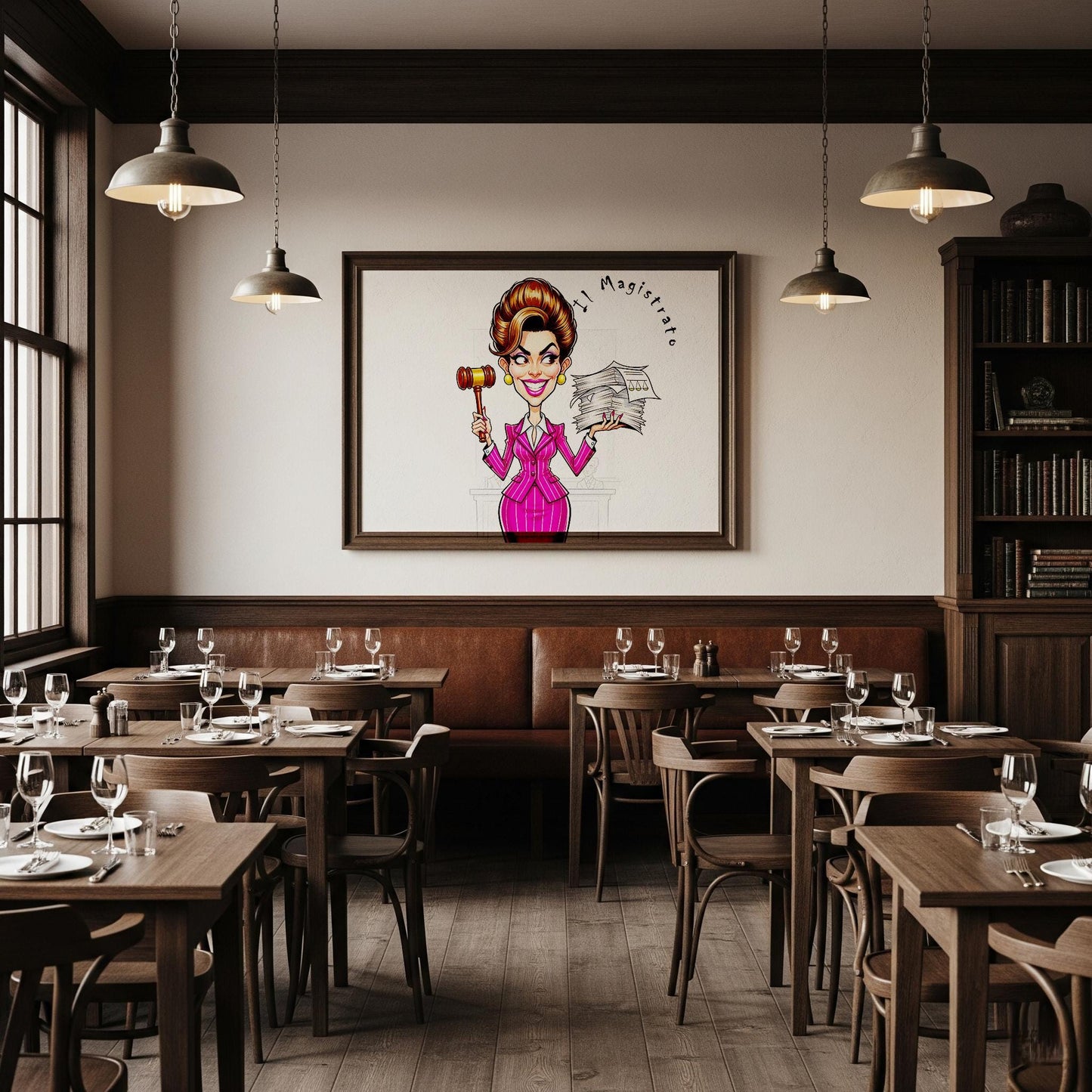 Quadro Caricatura Magistrato – Bozzetto Originale su Tela | Idea Regalo Professione e Lavoro Personalizzabile