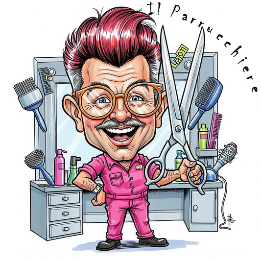 Quadro Caricatura Parrucchiere– Bozzetto Originale su Tela | Idea Regalo Personalizzabile per Casa e Ufficio Classico, Moderno, Vintage