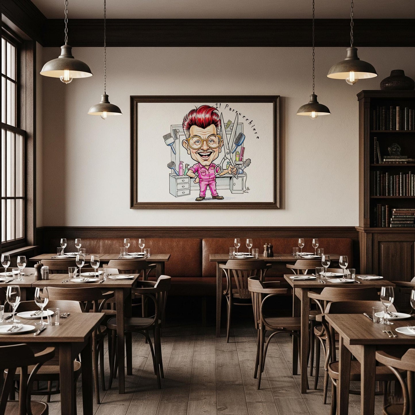 Quadro Caricatura Parrucchiere– Bozzetto Originale su Tela | Idea Regalo Personalizzabile per Casa e Ufficio Classico, Moderno, Vintage