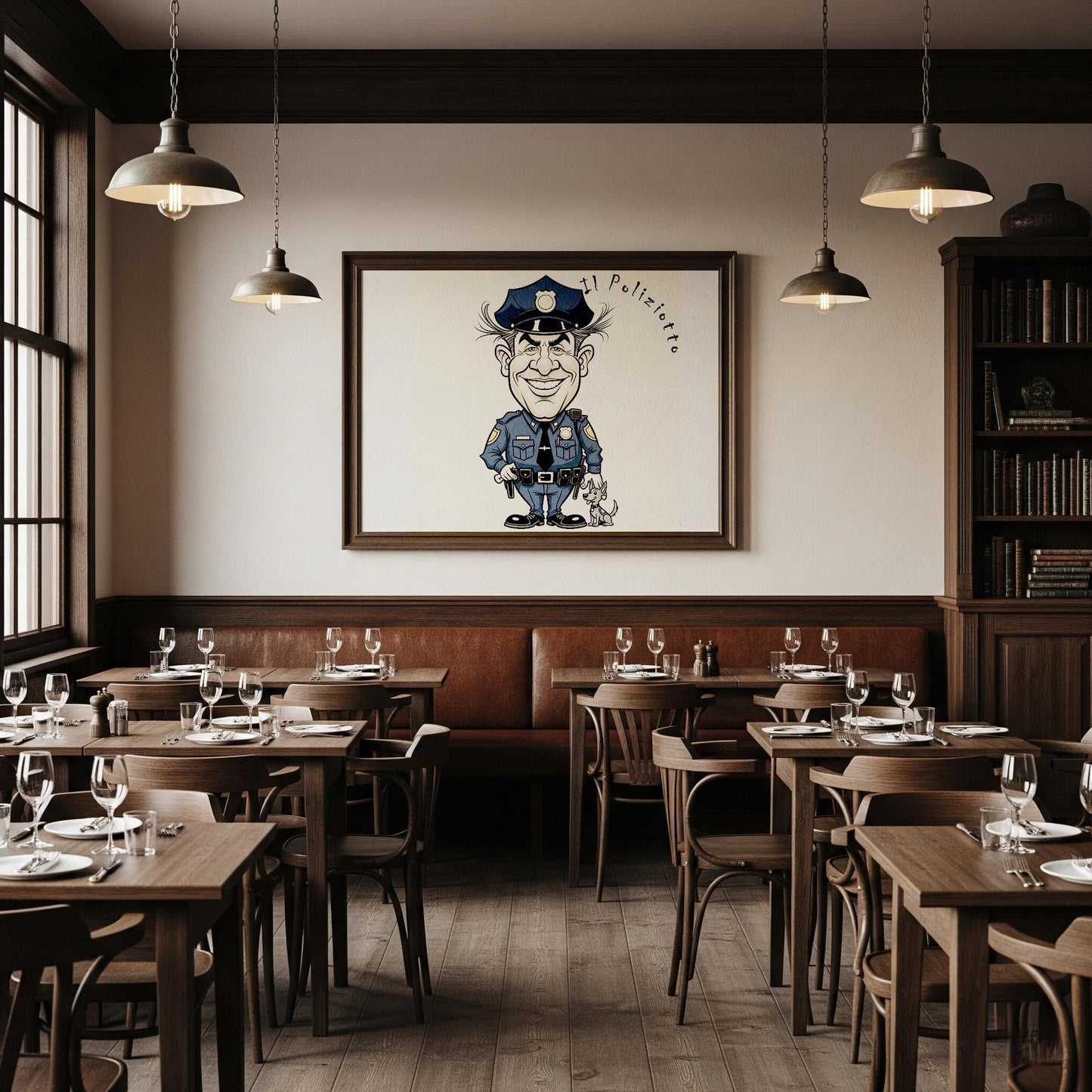 Quadro Caricatura Poliziotto– Bozzetto Originale su Tela | Idea Regalo Personalizzabile per Casa e Ufficio Classico, Moderno, Vintage