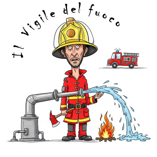 Quadro Caricatura Vigile del fuoco– Bozzetto Originale su Tela | Idea Regalo Personalizzabile per Casa e Ufficio Classico, Moderno, Vintage