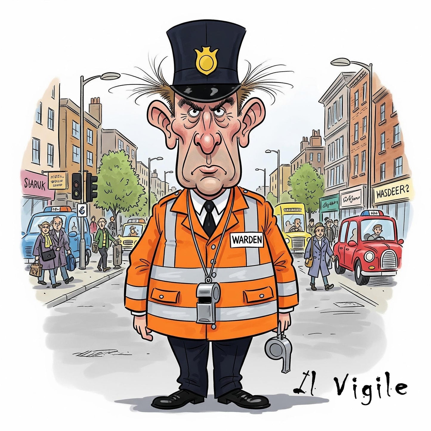 Quadro Caricatura Vigile– Bozzetto Originale su Tela | Idea Regalo Personalizzabile per Casa e Ufficio Classico, Moderno, Vintage