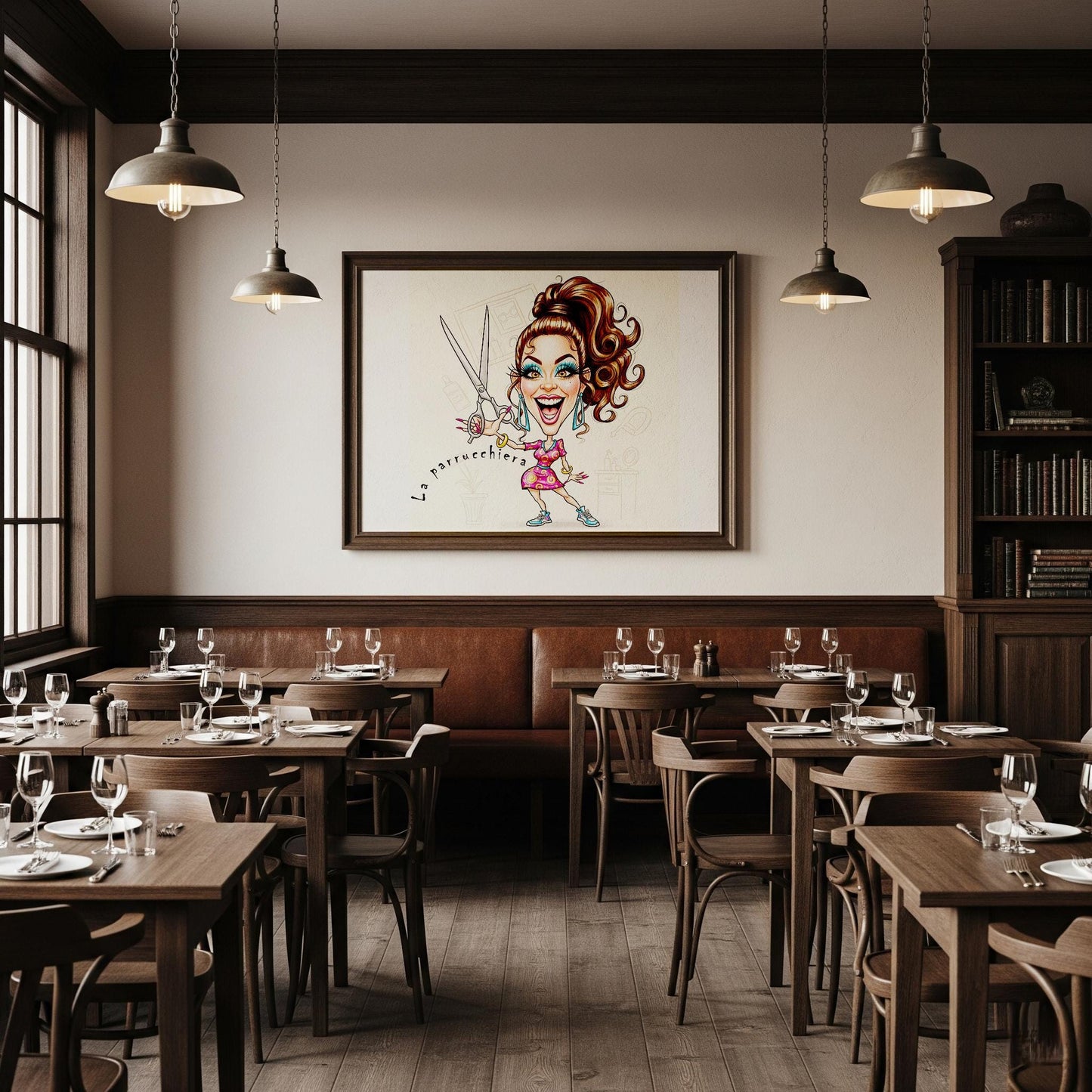 Quadro Caricatura Parrucchiera– Bozzetto Originale su Tela | Idea Regalo Personalizzabile per Casa e Ufficio Classico, Moderno, Vintage