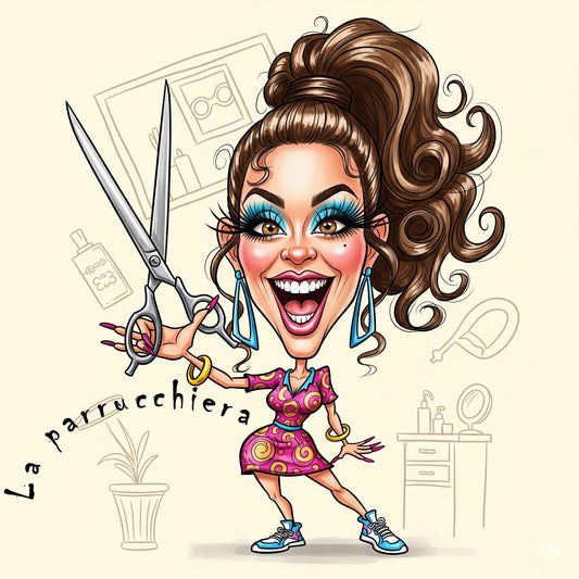 Quadro Caricatura Parrucchiera– Bozzetto Originale su Tela | Idea Regalo Personalizzabile per Casa e Ufficio Classico, Moderno, Vintage