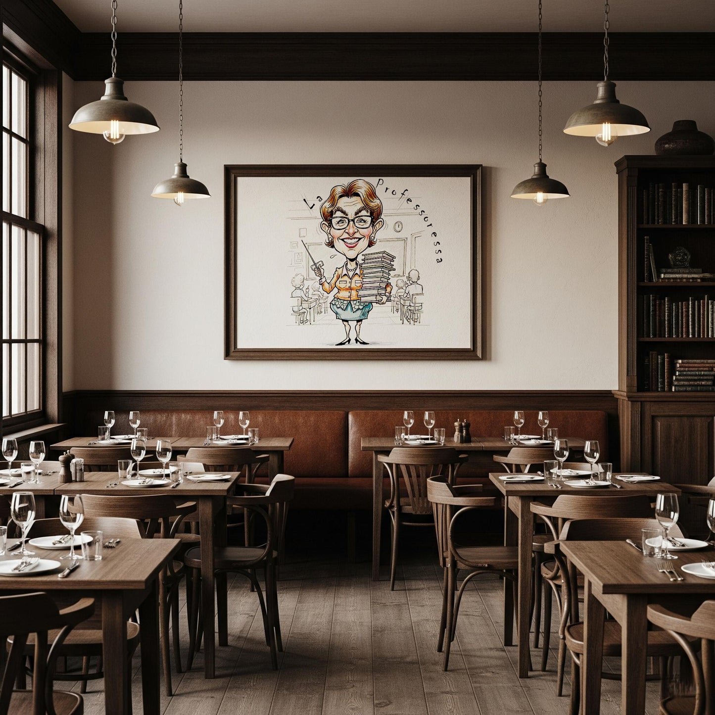 Quadro Caricatura Professoressa– Bozzetto Originale su Tela | Idea Regalo Personalizzabile per Casa e Ufficio Classico, Moderno, Vintage