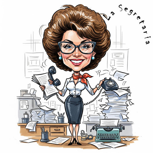 Quadro Caricatura Segretaria– Bozzetto Originale su Tela | Idea Regalo Personalizzabile per Casa e Ufficio Classico, Moderno, Vintage