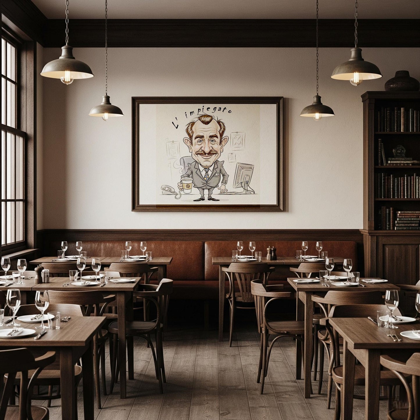Quadro Caricatura Impiegato– Bozzetto Originale su Tela | Idea Regalo Personalizzabile per Casa e Ufficio Classico, Moderno, Vintage