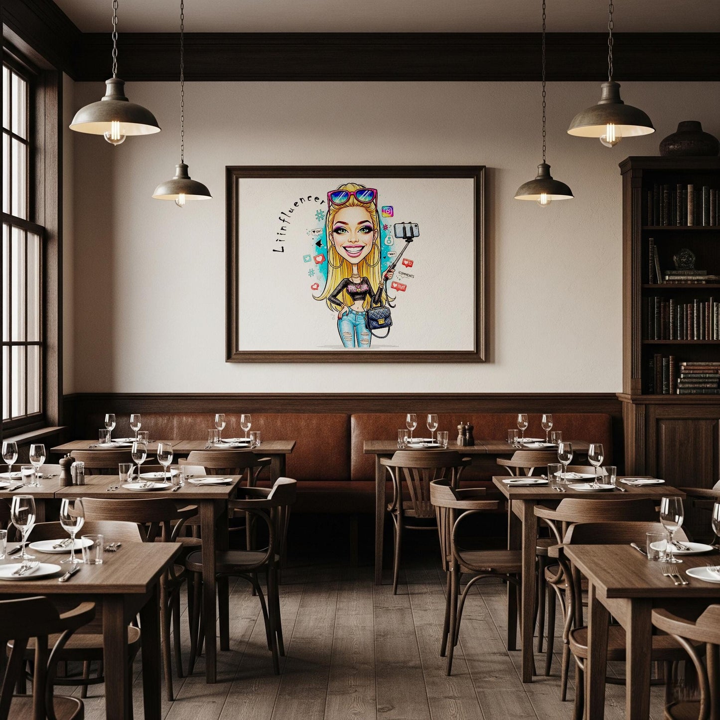 Quadro Caricatura Influencer– Bozzetto Originale su Tela | Idea Regalo Personalizzabile per Casa e Ufficio Classico, Moderno, Vintage