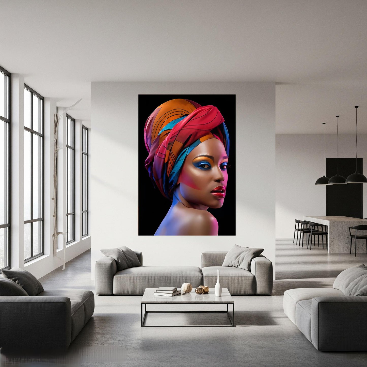 Stampa su Tela Personalizzata – Quadro Artistico Donna Con Turbante Colorato | Arredo Casa e Ufficio Stile Classico