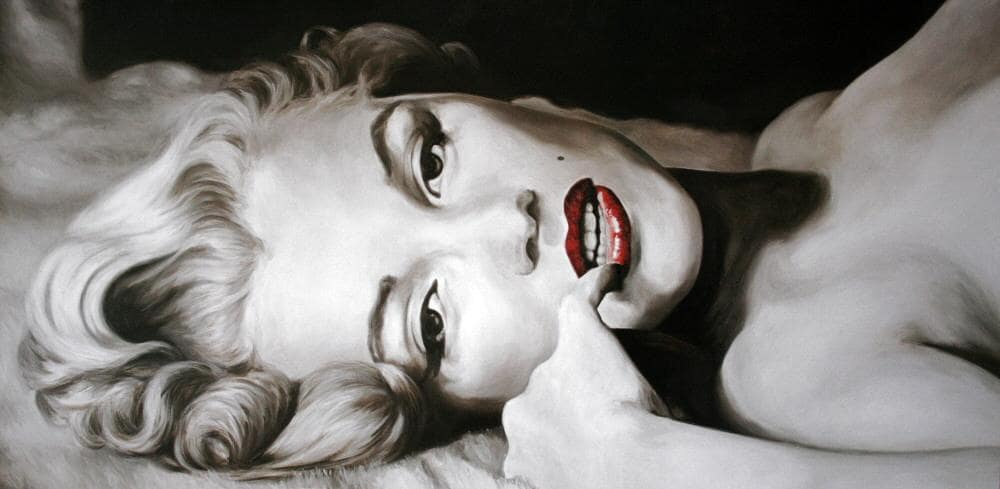 Quadro Marilyn Ritter Sdraiata – Arte su Tela con Effetto Pennellate | Arredo Parete Moderno o Classico