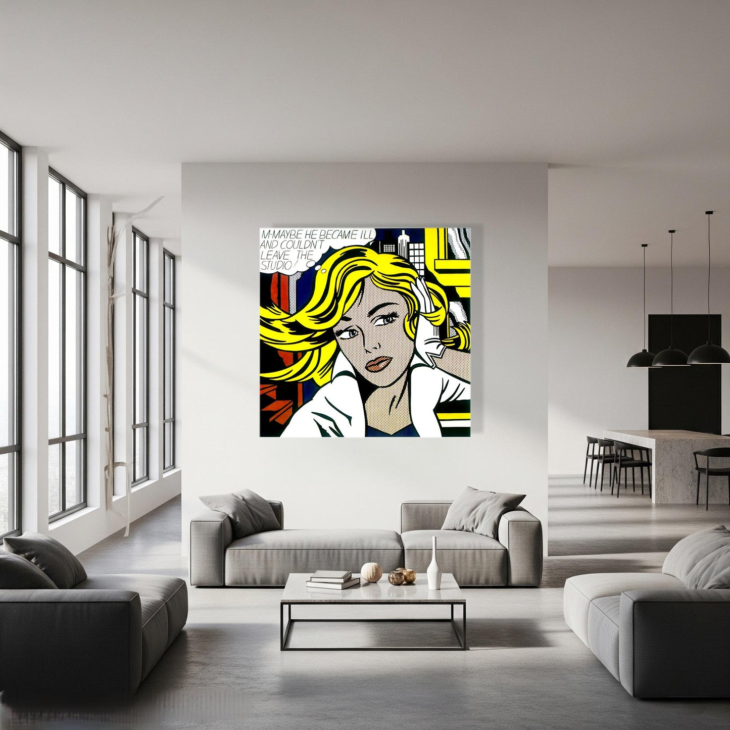 Stampa Artistica personalizzabile Ispirata a Lichtstein M-Maybe Pop art | Quadro su Tela per Arredo Moderno o Classico, Casa o Ufficio