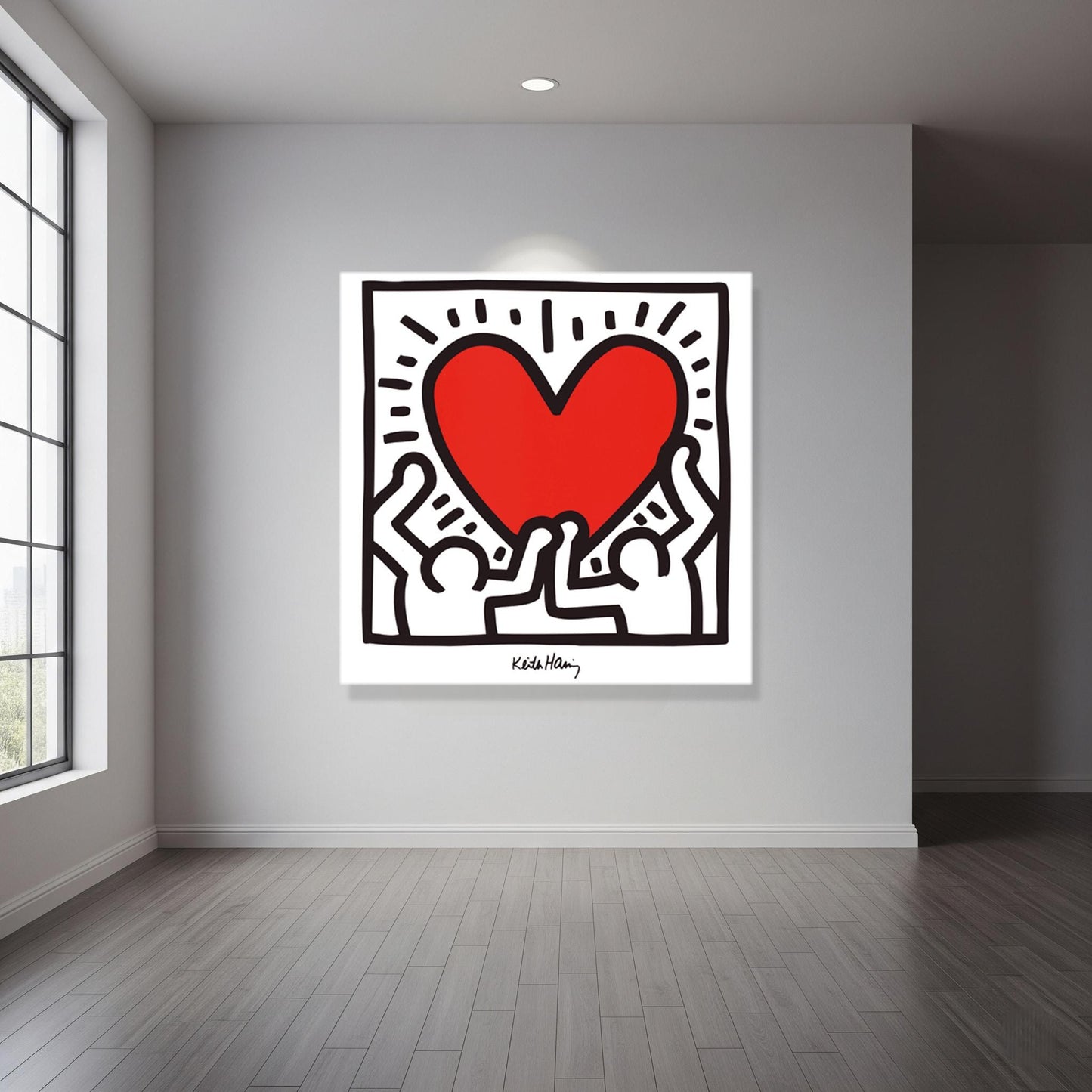 Stampa Artistica personalizzabile Ispirata a Keith Haring Love Neo Pop Art | Quadro su Tela per Arredo Moderno o Classico, Casa o Ufficio