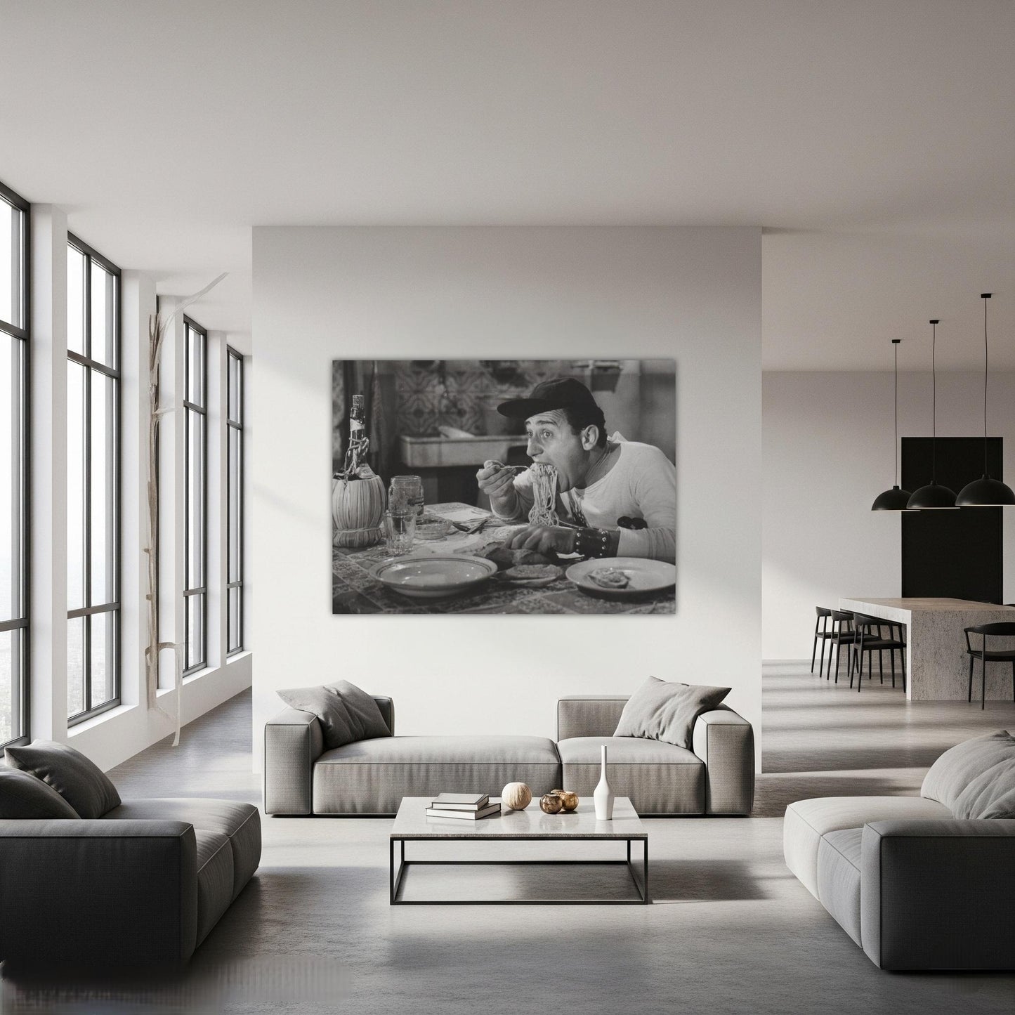 Quadro stampa su Tela canvas Personalizzato Alberto Sordi spaghetti film/movie personaggio – Stampa Vintage per Arredo Casa o Ufficio