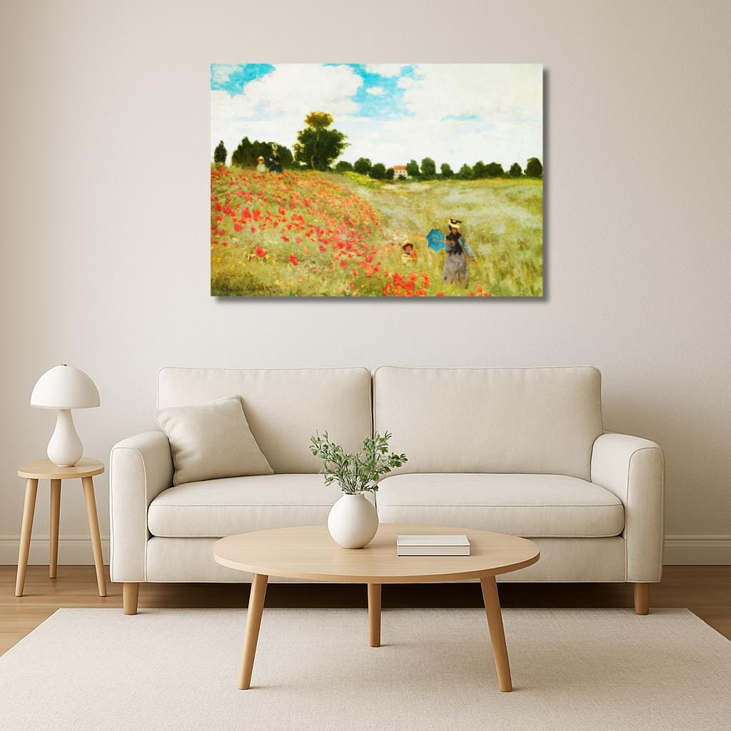 Quadro stampa su Tela canvas ispirato a Monet I Papaveri personalizzato e fatto a mano – Stampa Moderna o Classica per Arredo Casa o Ufficio