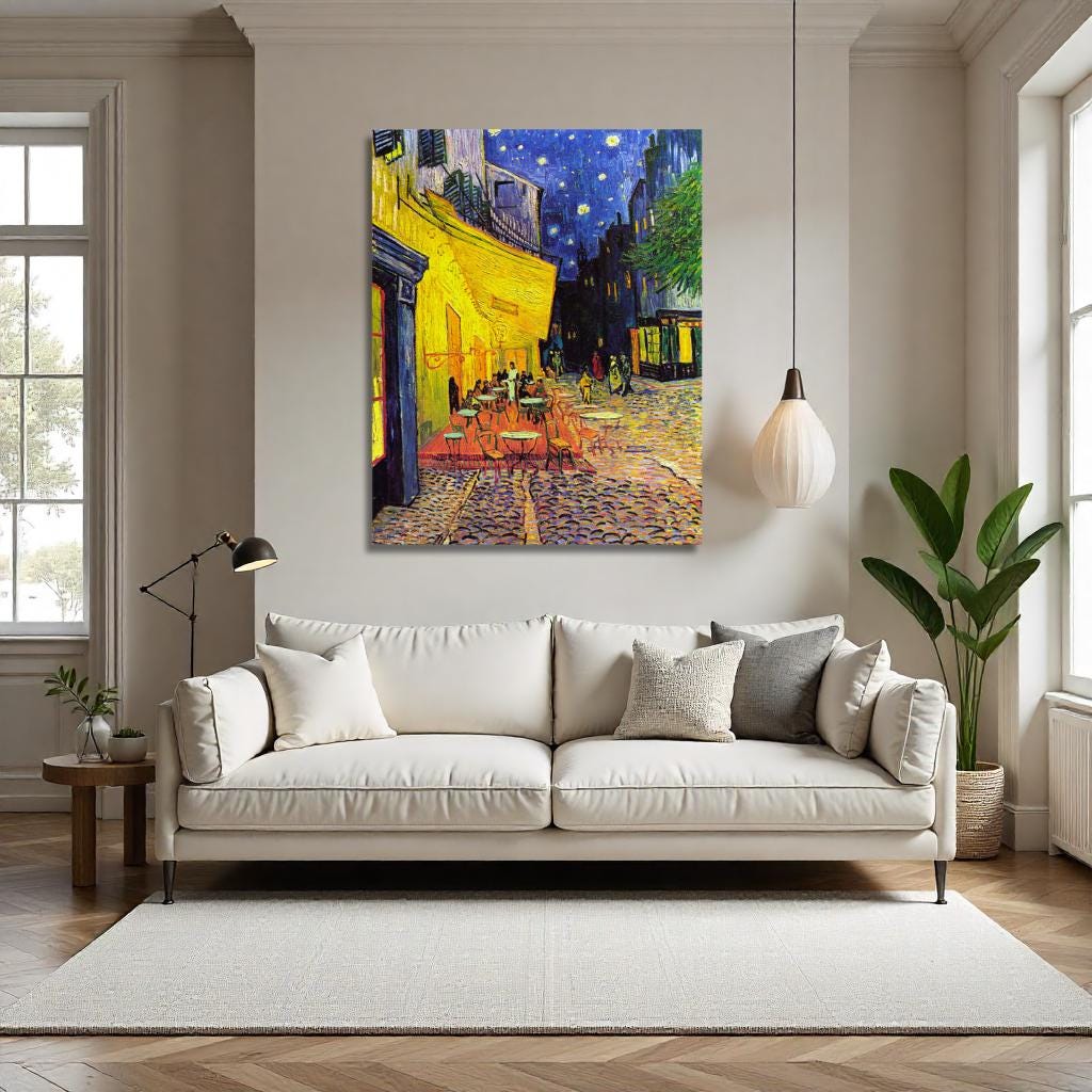 Quadro stampa su Tela canvas ispirato a Van Gogh La Terrazza Del Caffè fatto a mano – Stampa Moderna o Classica per Arredo Casa o Ufficio