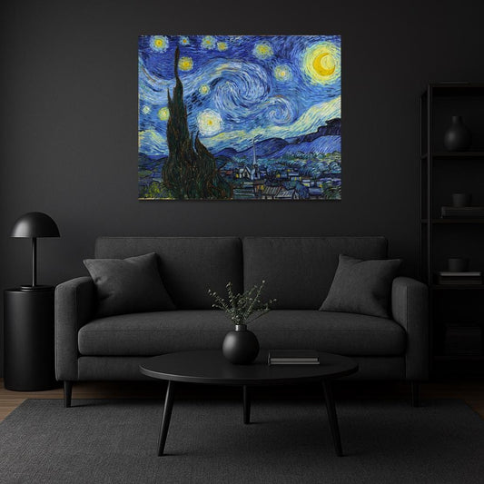 Quadro stampa su Tela canvas ispirato a Van Gogh La Notte Stellata fatto a mano – Stampa Moderna o Classica per Arredo Casa o Ufficio