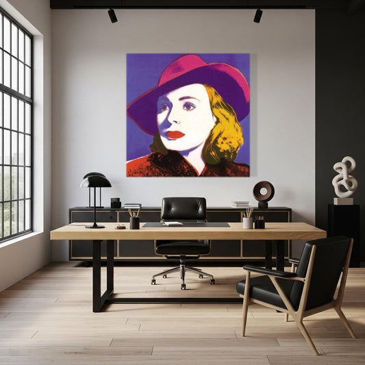 Stampa Artistica personalizzabile Ispirata a Andy Warhol Ingrid with hat Pop Art | Quadro su Tela per Arredo Moderno/Classico, Casa/Ufficio