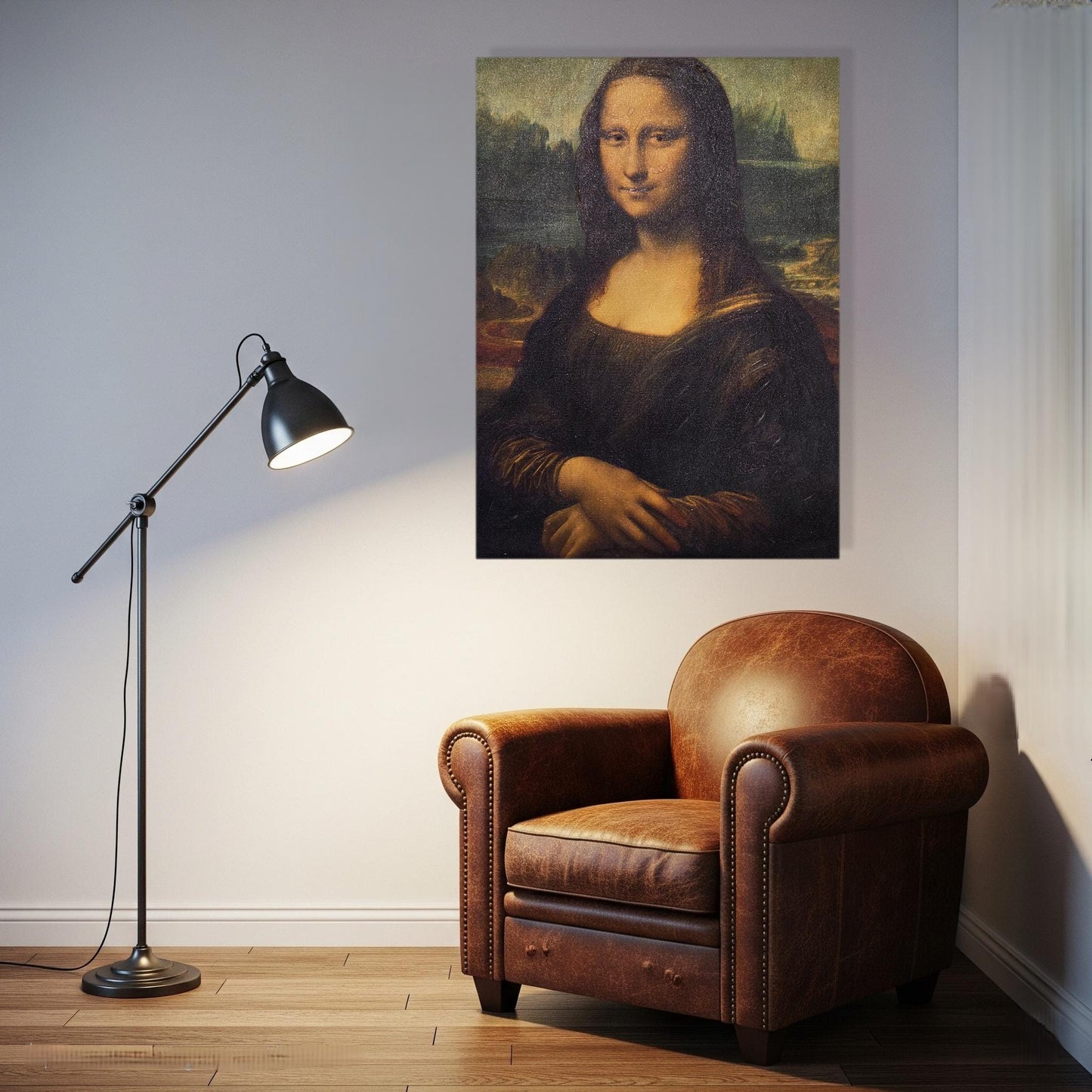 Stampa su Tela Ispirata alla Gioconda Monalisa  | Quadro Artistico a pittura ritoccato a mano per Casa o Ufficio | Arte Moderna e Classica