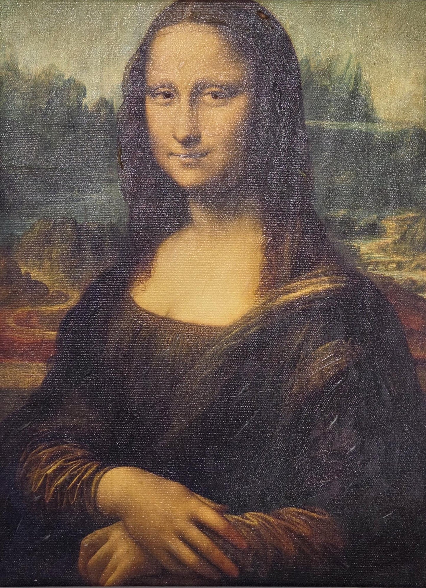 Stampa su Tela Ispirata alla Gioconda Monalisa  | Quadro Artistico a pittura ritoccato a mano per Casa o Ufficio | Arte Moderna e Classica