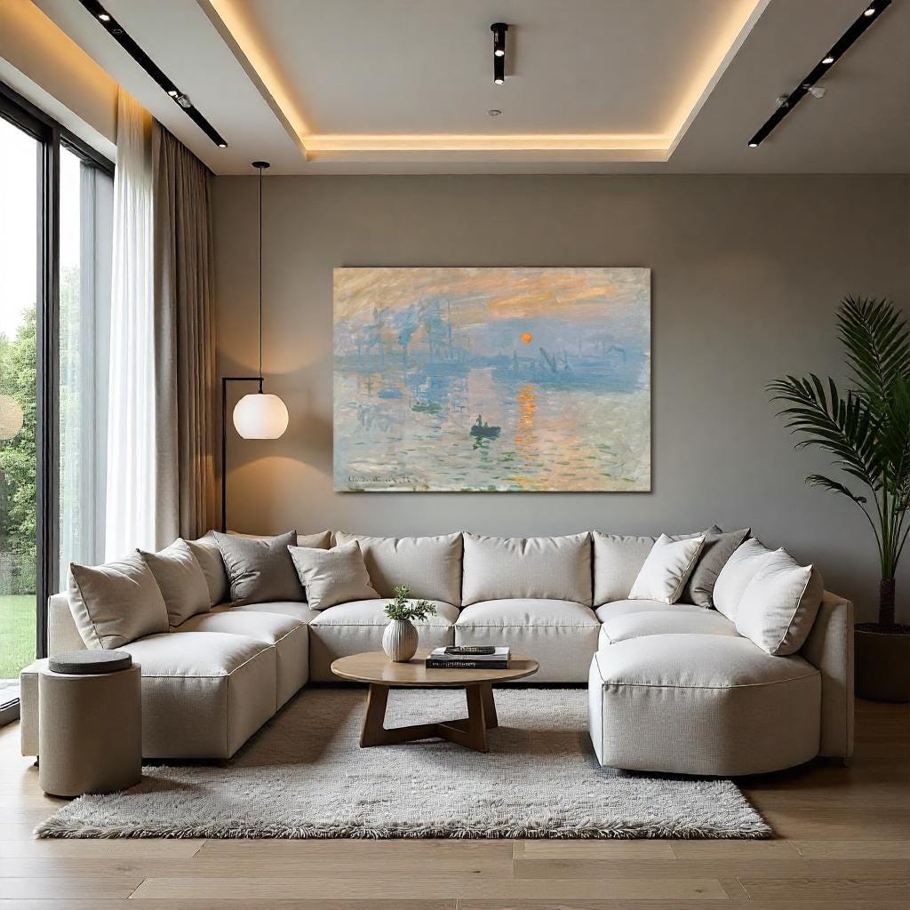 Quadro personalizzabile ispirato a Monet Sol Levante | Stampa su tela canvas fatta a mano | Arredo Classico o Moderno per Casa e Ufficio