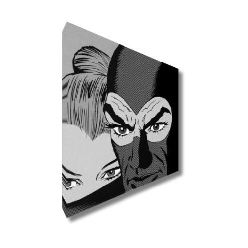 Quadro stampa su Tela canvas ispirato a Diabolik in bianco e nero fatto a mano –Stampa Moderna, Classica e Vintage per Arredo Casa o Ufficio
