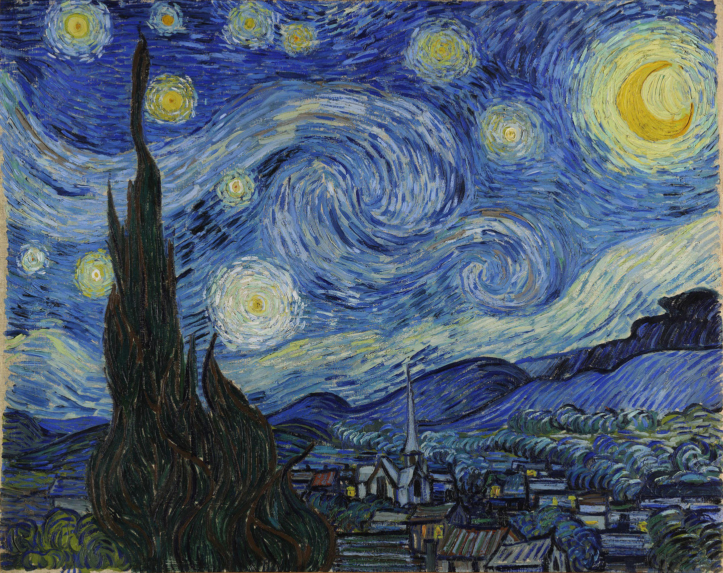 Quadro stampa su Tela canvas ispirato a Van Gogh La Notte Stellata fatto a mano – Stampa Moderna o Classica per Arredo Casa o Ufficio