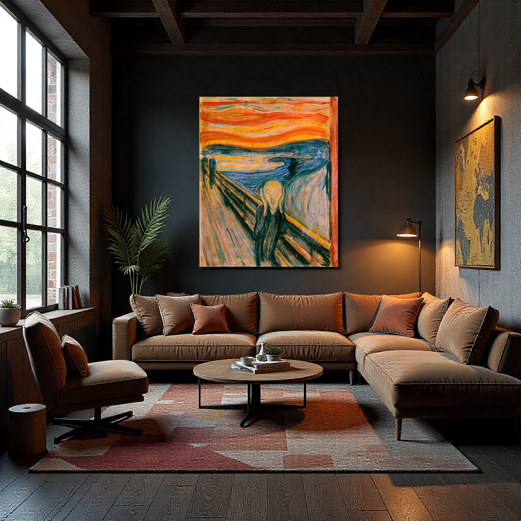 Quadro Pittorico a Pennello su Tela ispirato a Munch L'Urlo | Arredo Casa e Ufficio Personalizzato | Moderno/Classico (Copia)