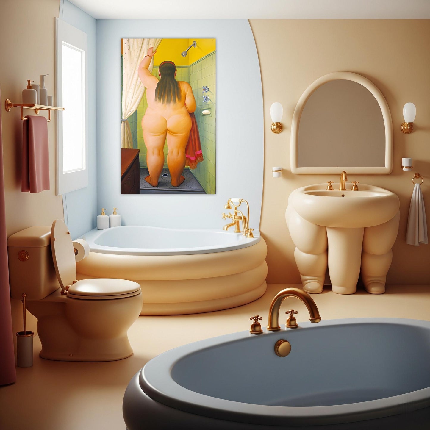 quadro su botero bellezza al bagno per arredo casa