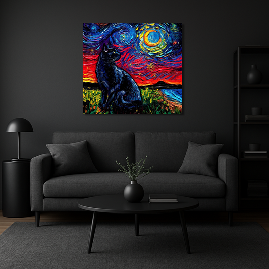 Stampa Artistica personalizzabile Ispirata a Van Gogh Gatto | Quadro su Tela per Arredo Moderno/Classico, Casa/Ufficio (Copia)