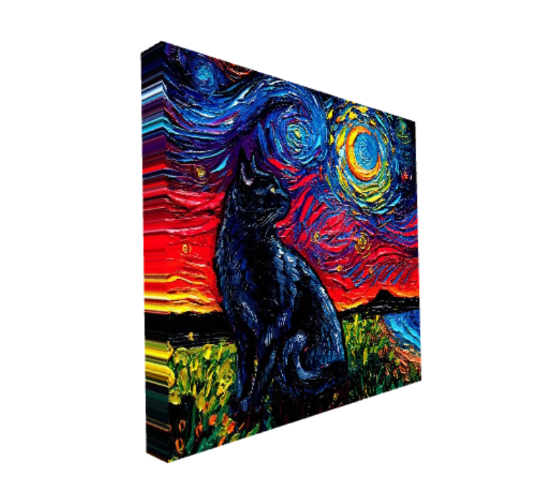 Stampa Artistica personalizzabile Ispirata a Van Gogh Gatto | Quadro su Tela per Arredo Moderno/Classico, Casa/Ufficio (Copia)
